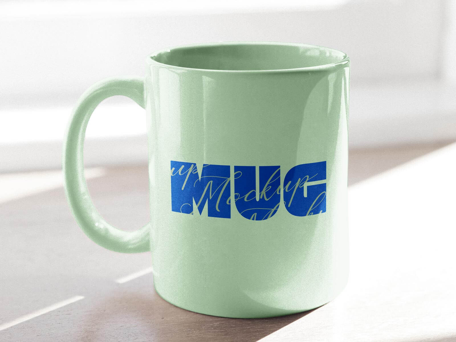 White Enamel Mug Under Sunlight Mockup