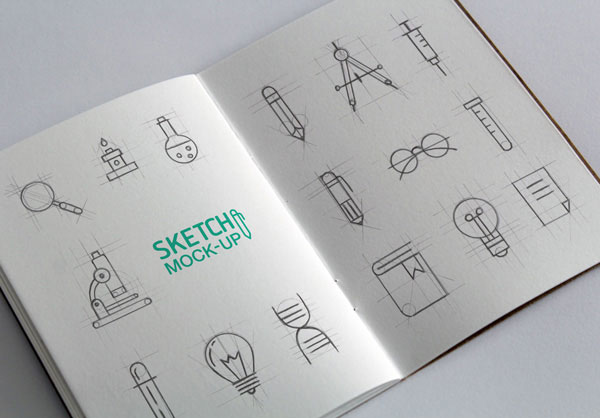 Mockup Displaying Wire-Bound and Open Sketchbook / Notepad