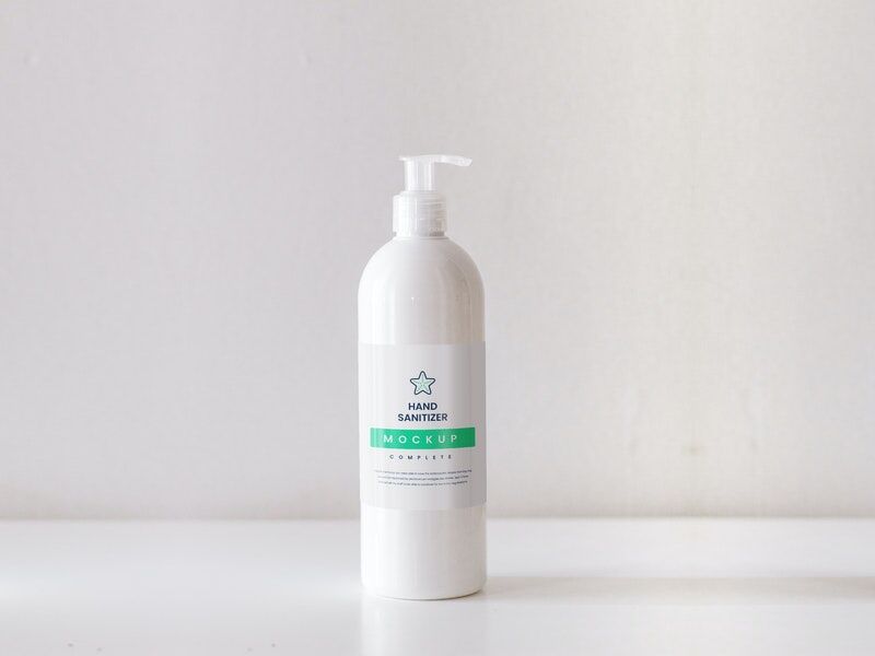 Clean Mockup of a Pump Top Hand Sanitizer Bottle