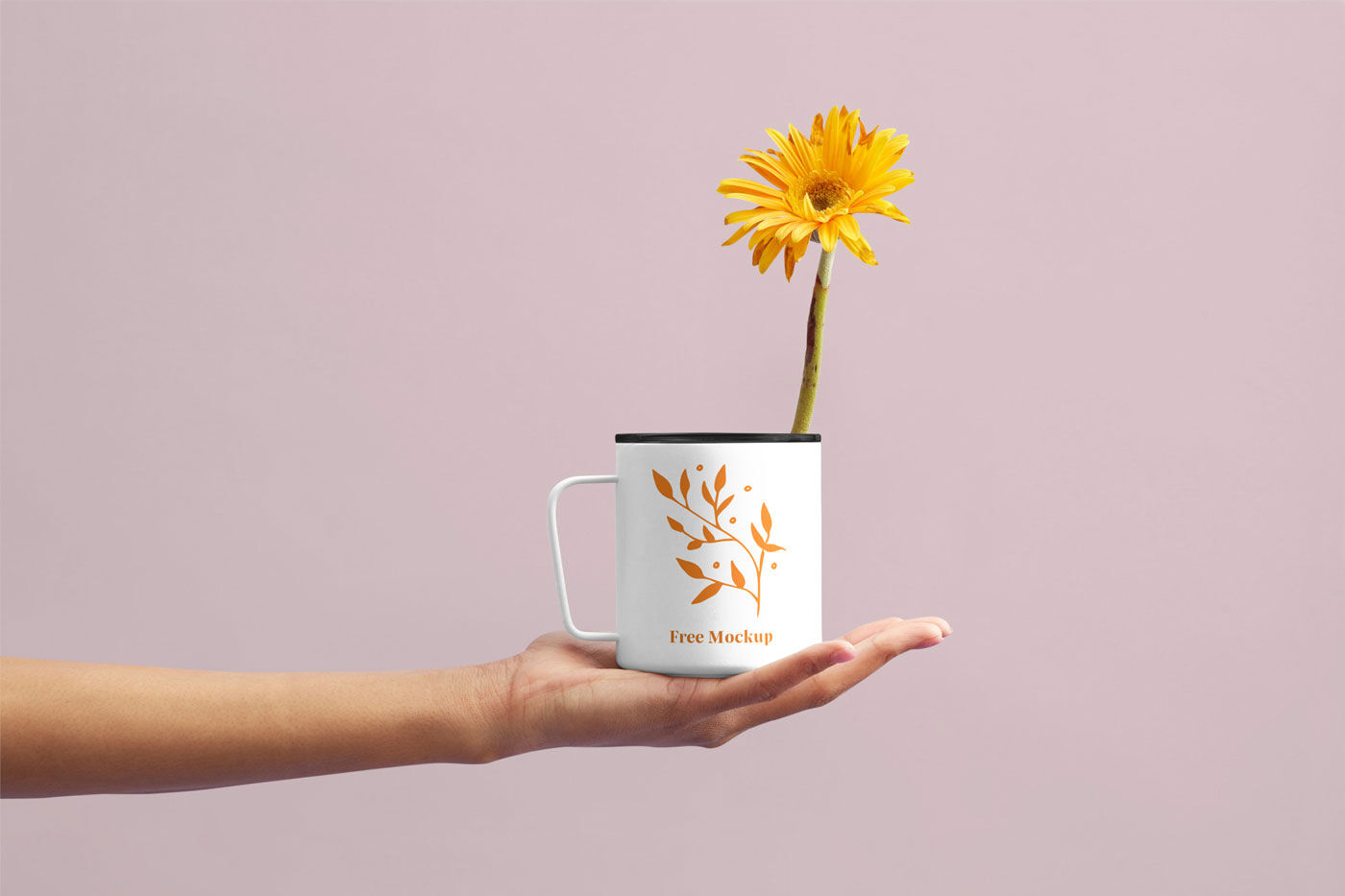 Mockup Displaying a Cup Containing Flower