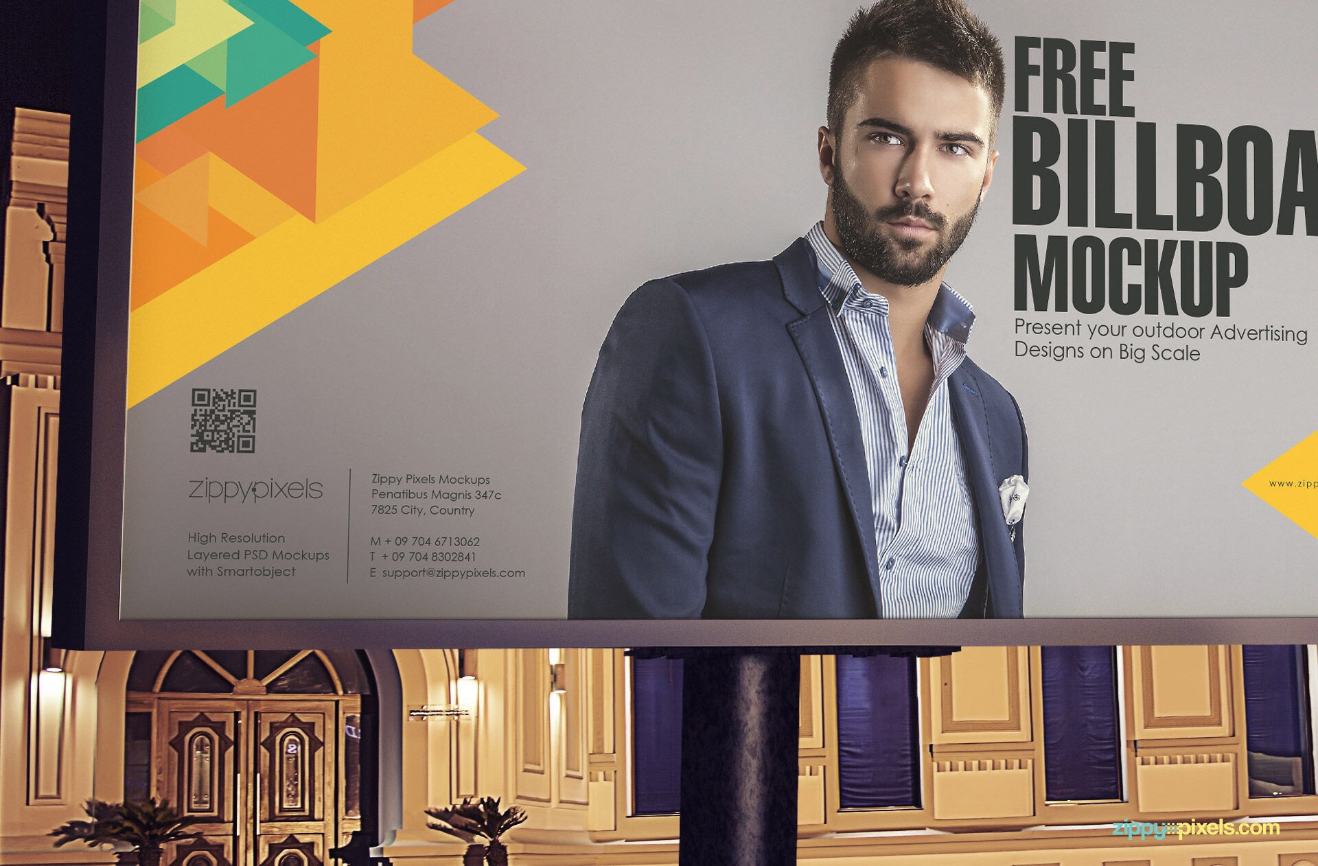 Outdoor Billboard Mockup with Mansion Background