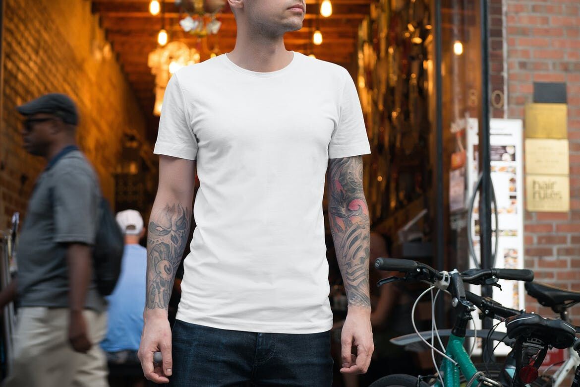 Mockup Showcasing Man and Woman Models Wearing T-Shirts