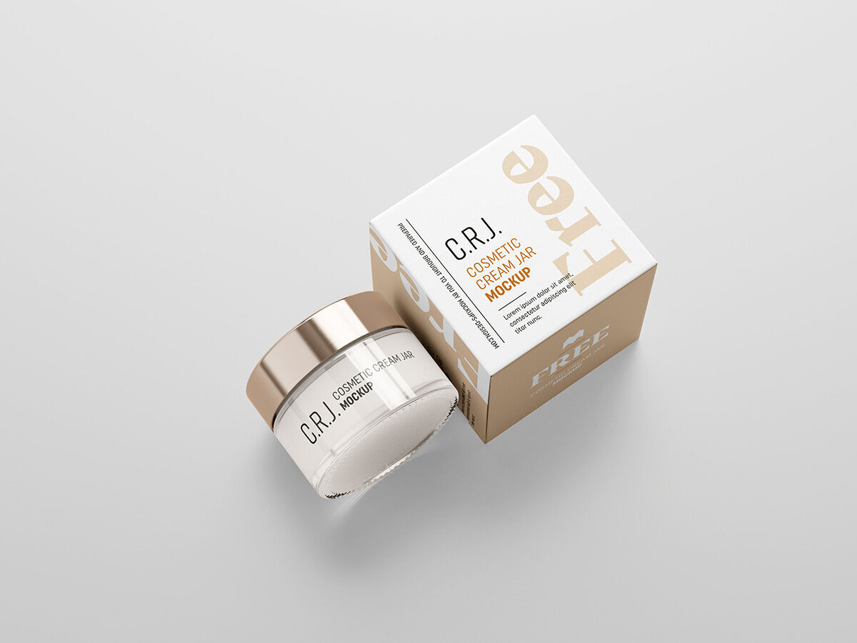Mockup Presenting a Rounded Jar with Paper Boxes Cosmetic