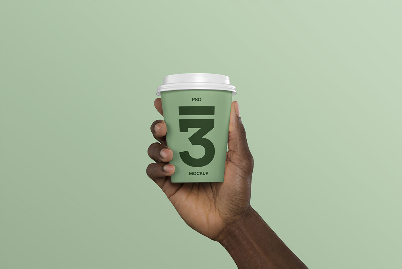 Mockup Showing Hand Holding Coffee Cup Wearing Lid