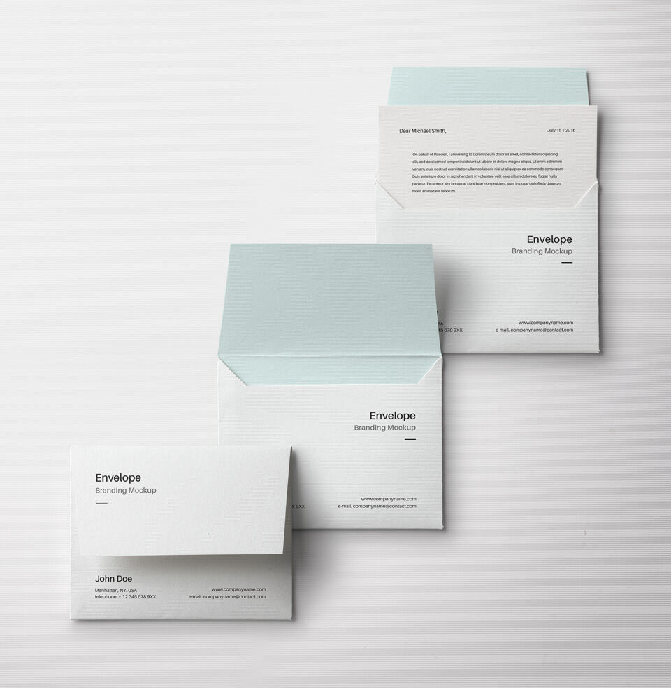Mockup Featuring Front View of Three Envelopes