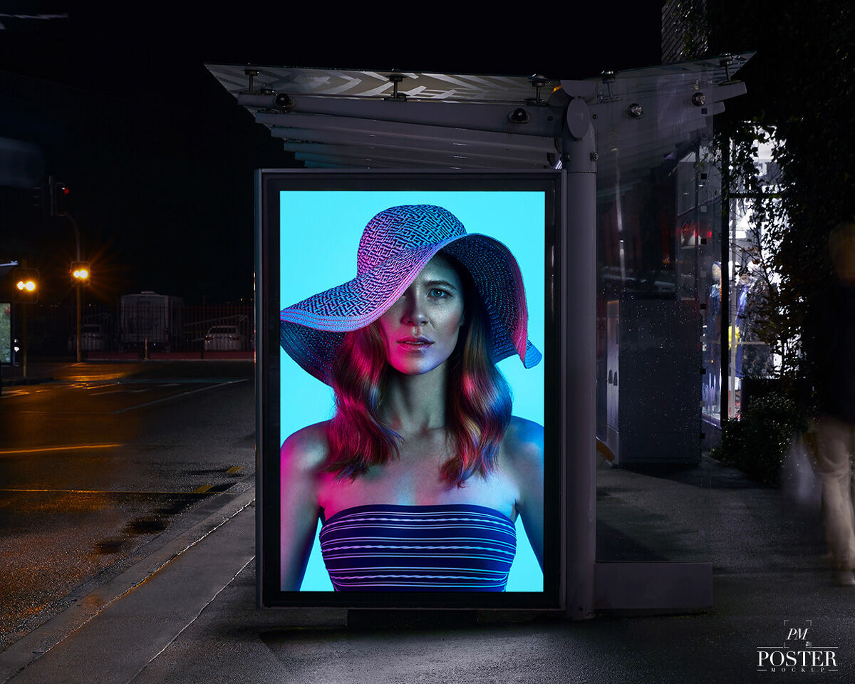 Outdoor Poster Mockup at Bus Shelter