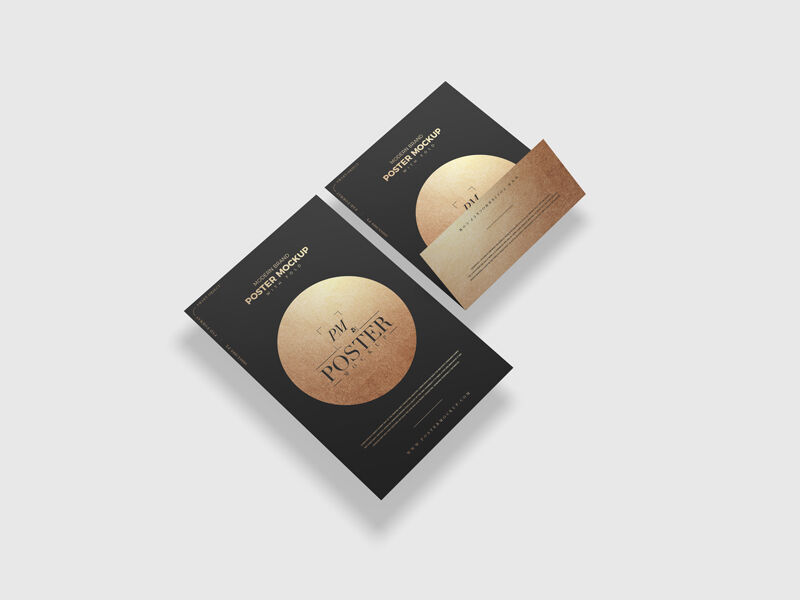 Set of Modern Posters Mockup in Fold and Flat Design