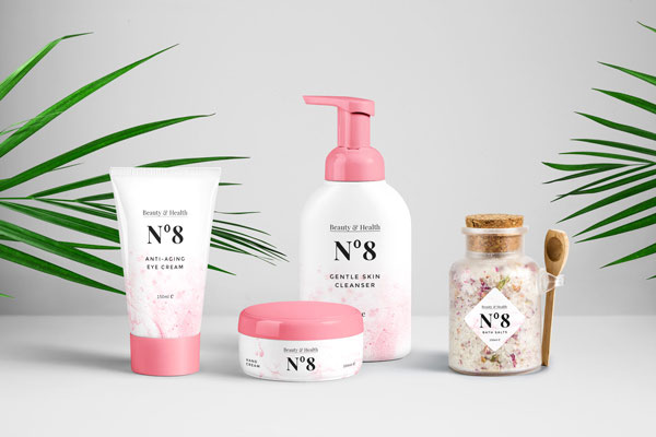 Mockup Displaying Editable Set of Cosmetic Packaging
