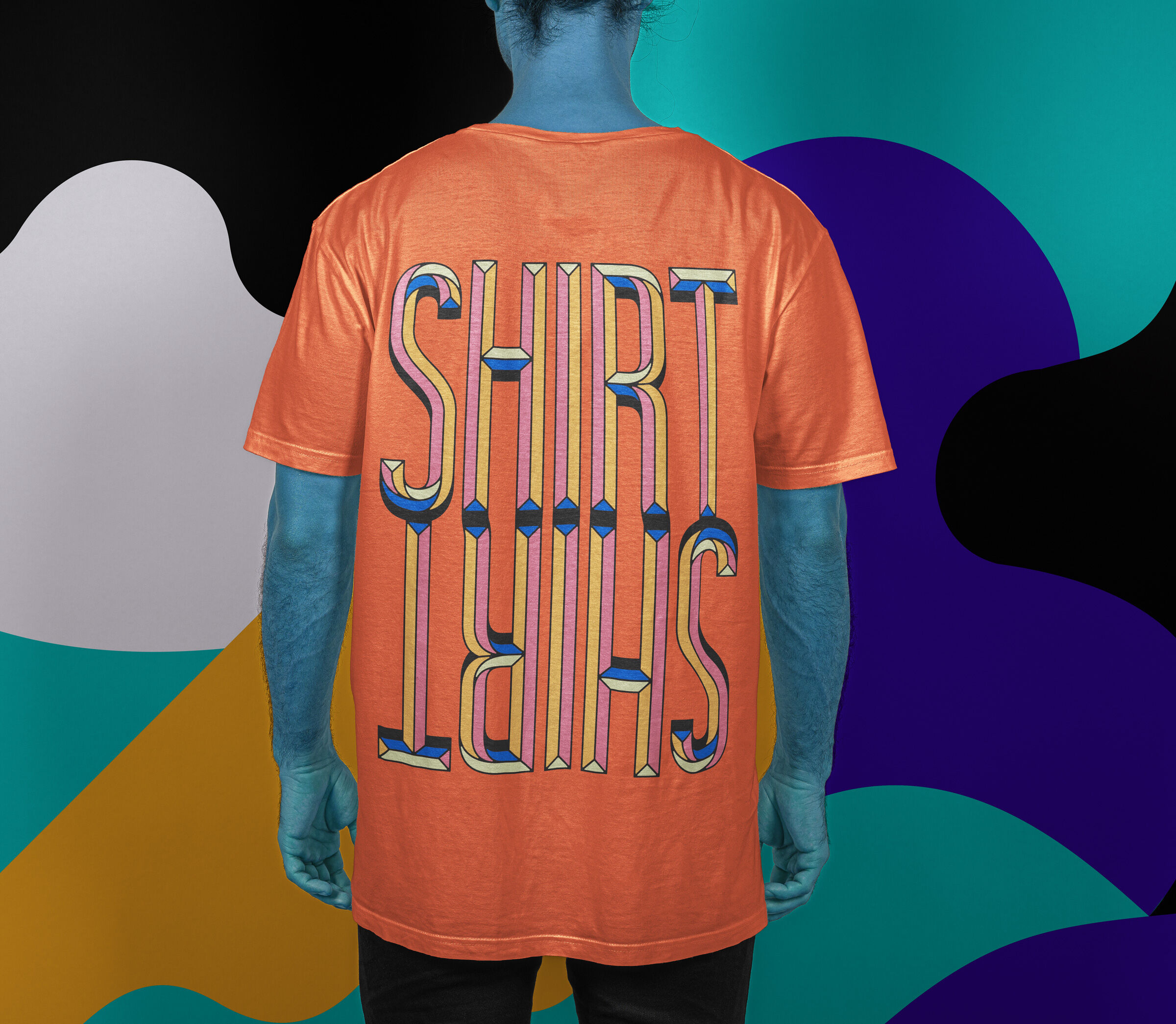 Male Rear-View Long T-Shirt Mockup preview