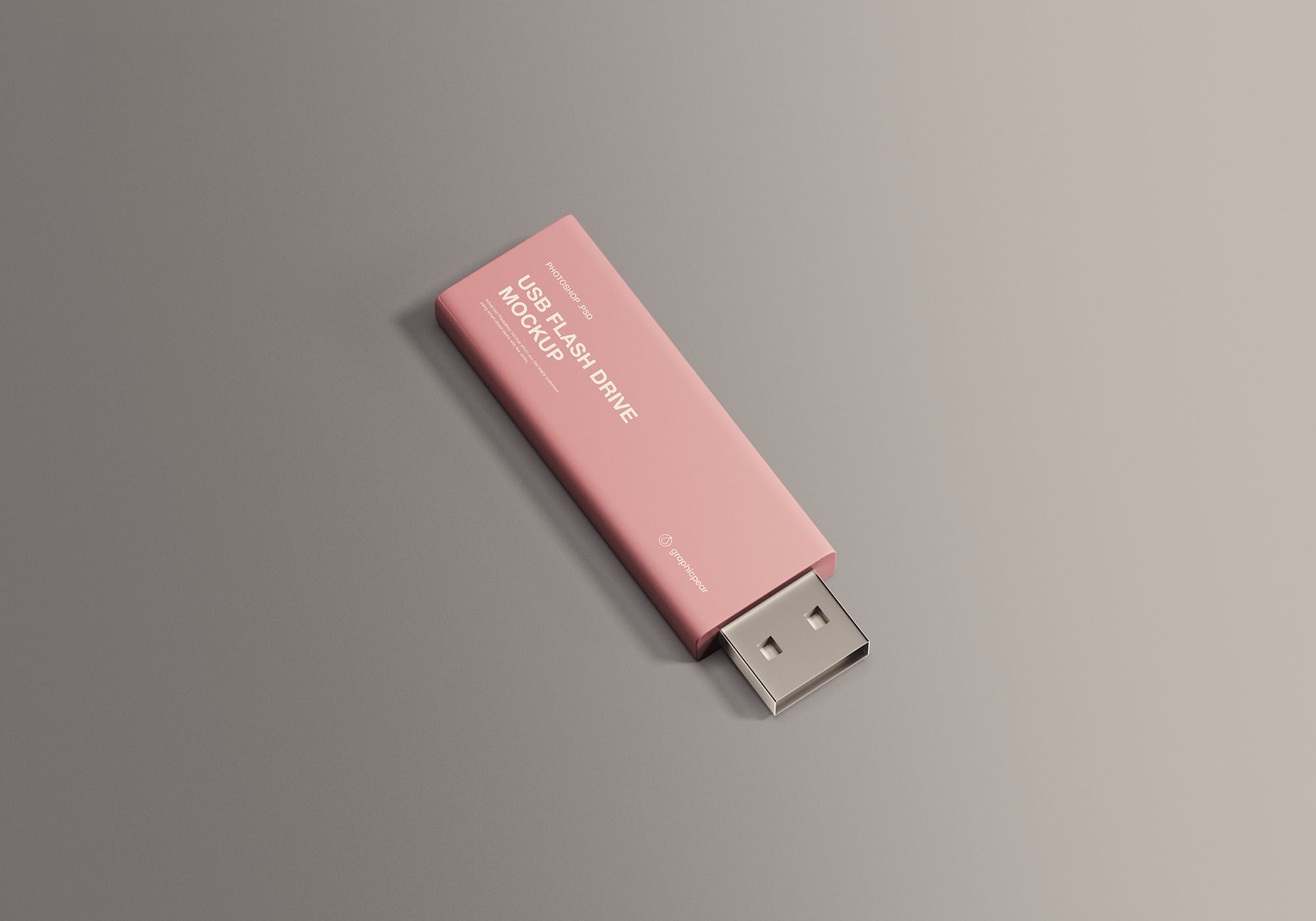 USB Flash Drive Placed Downwardly on a Flat Surface Mockup