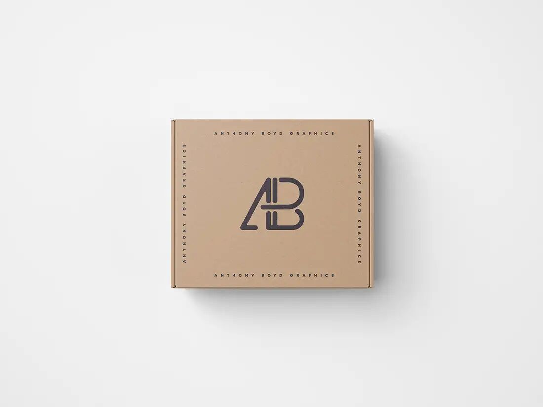 Cardboard Packaging Box Top View Mockup