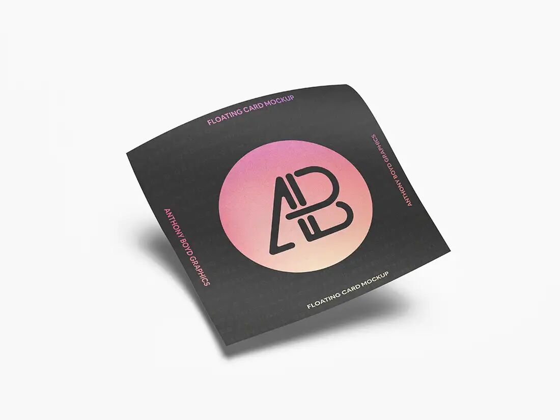 Floating Square-Shaped Card Mockup