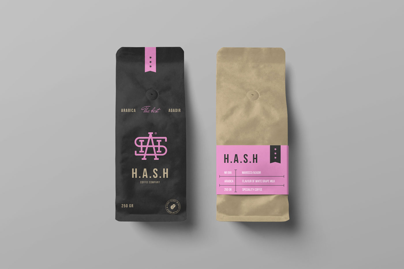 Mockup Showcasing Front View of Two Long Coffee Bags