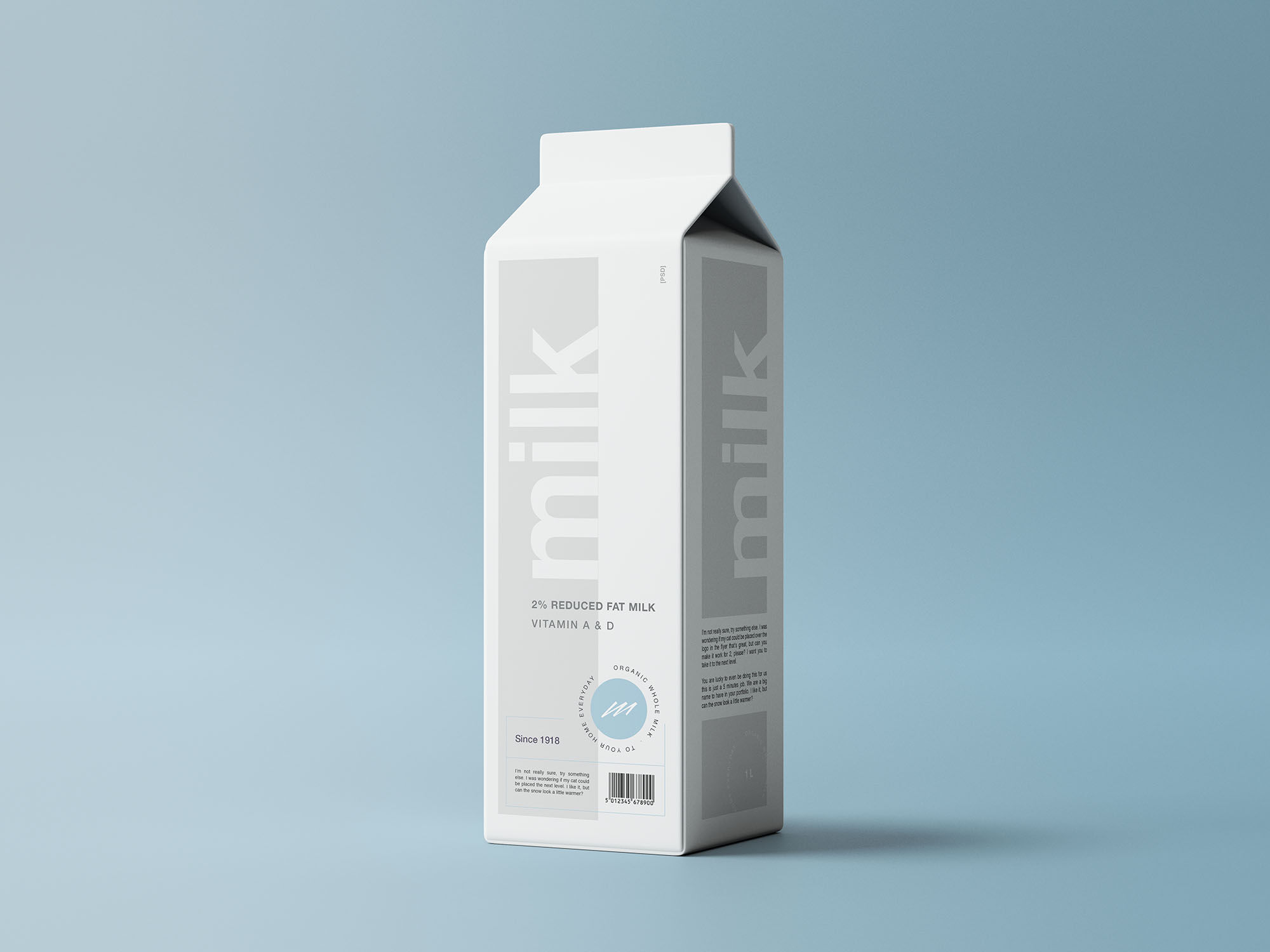 Large Standing Milk Cartoon Box Packaging Mockup