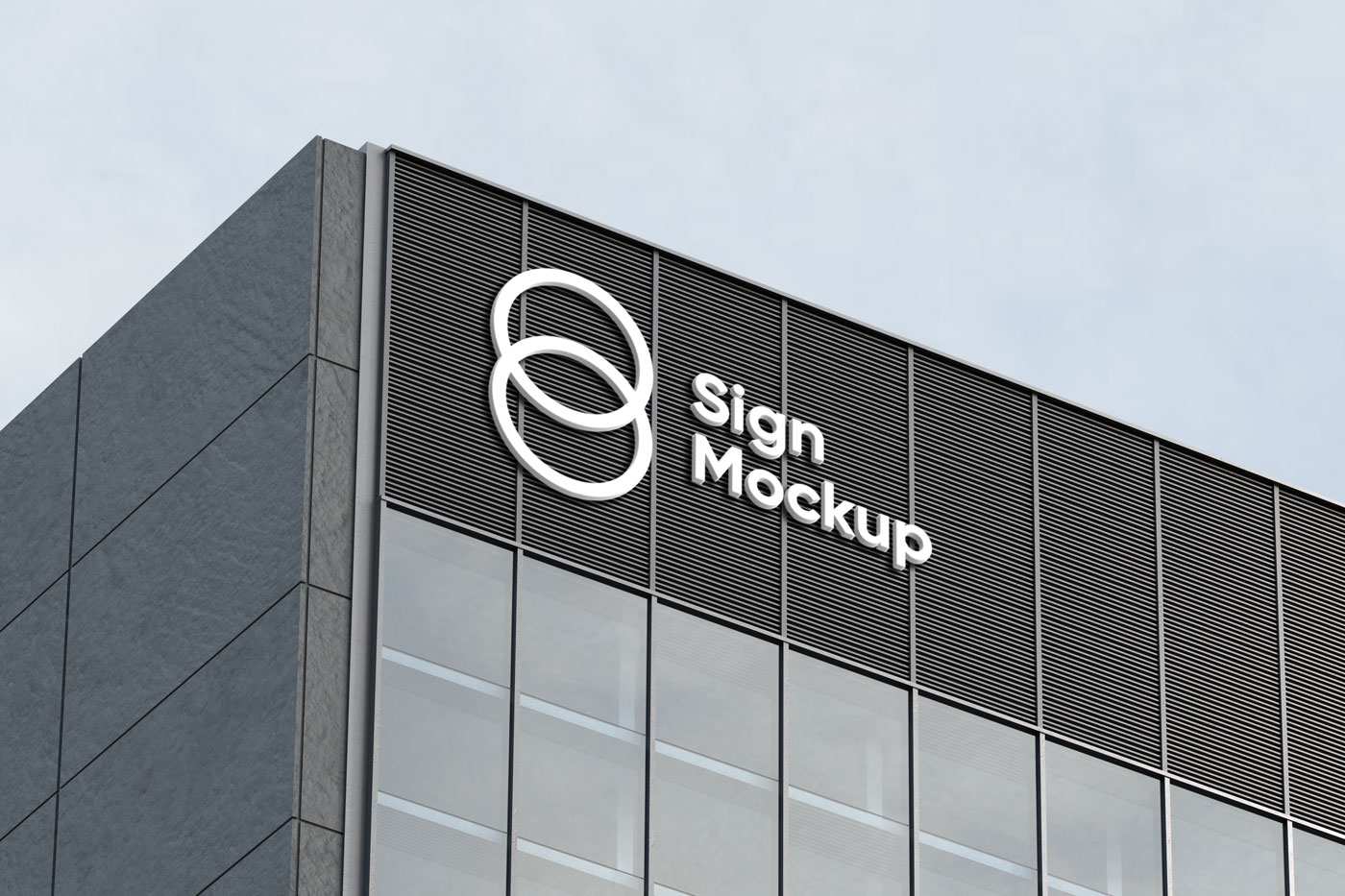 Mockup Featuring Corner View Building Sign