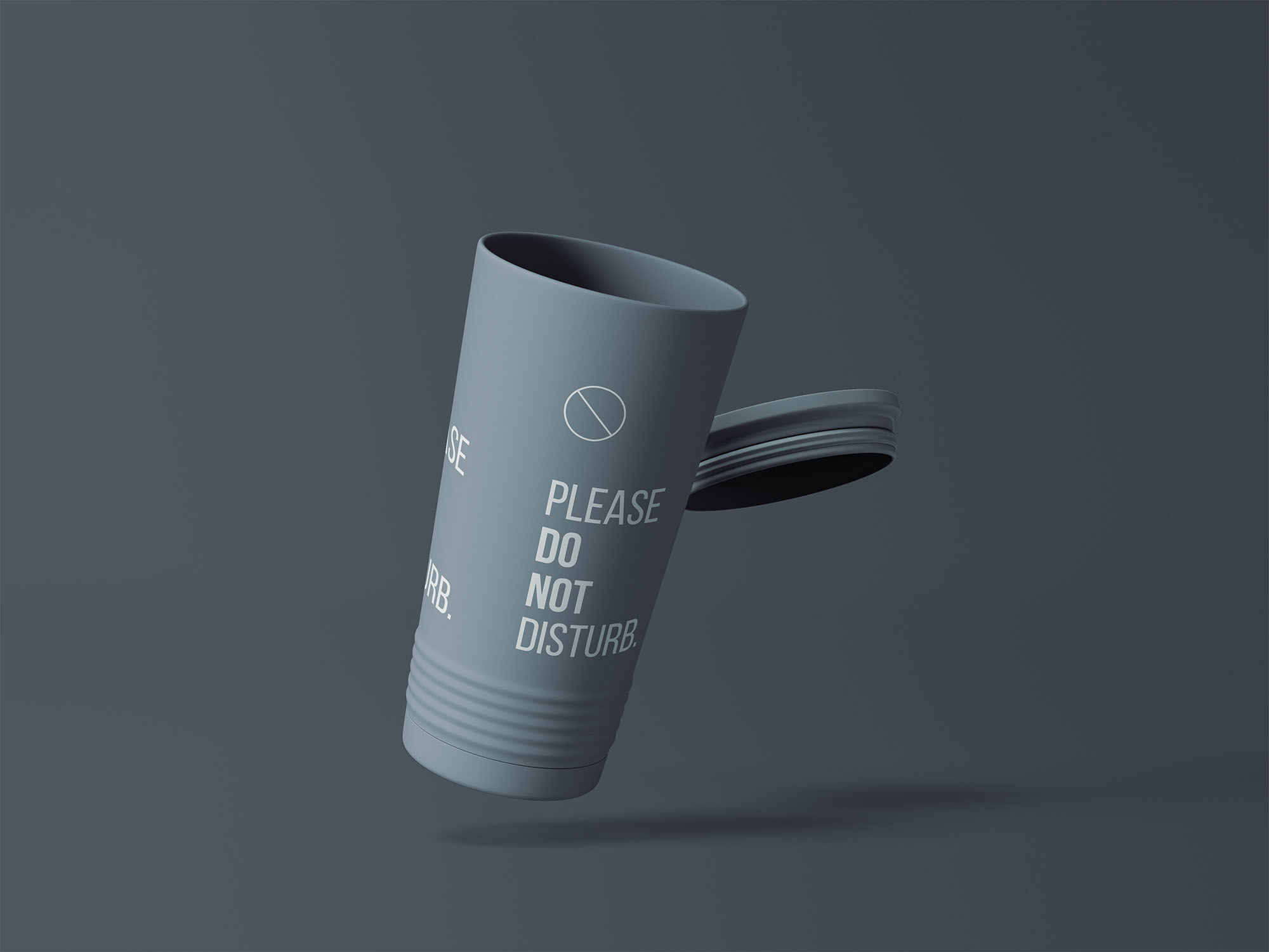 Floating Tumbler Cup and The Lid Behind it Mockup