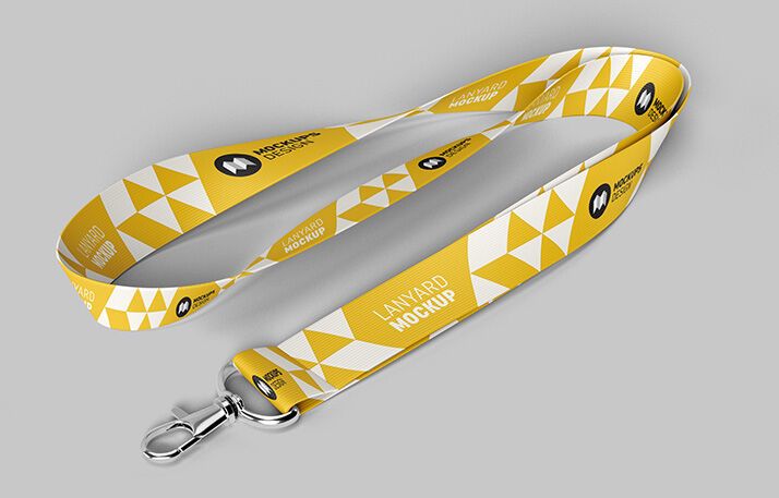 2 Lanyard Mockup on Plain Background