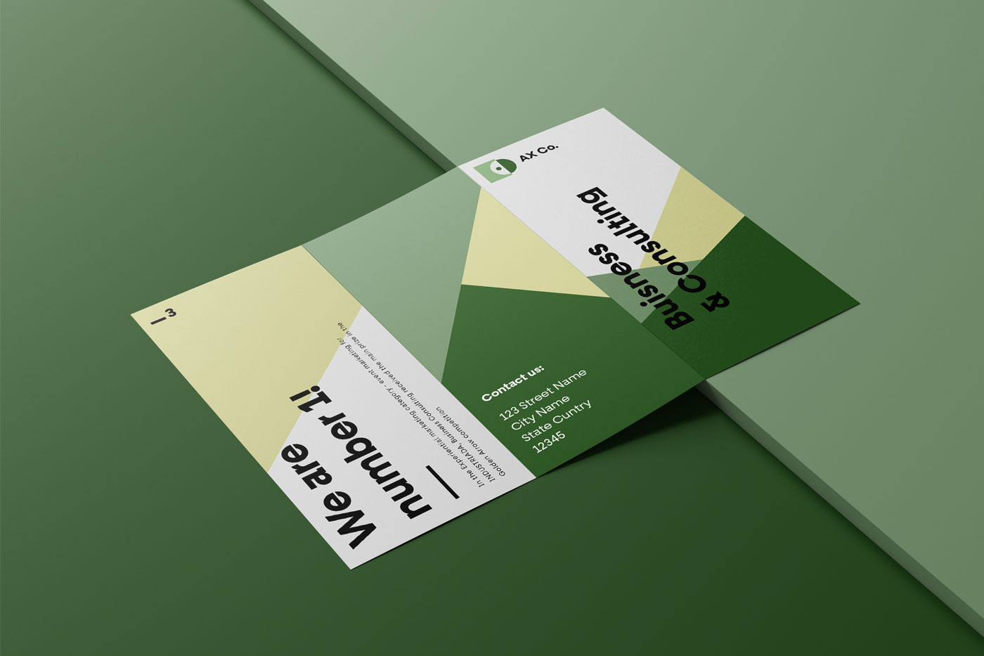 Tri-Fold Brochure Lying on a Surface Mockup preview
