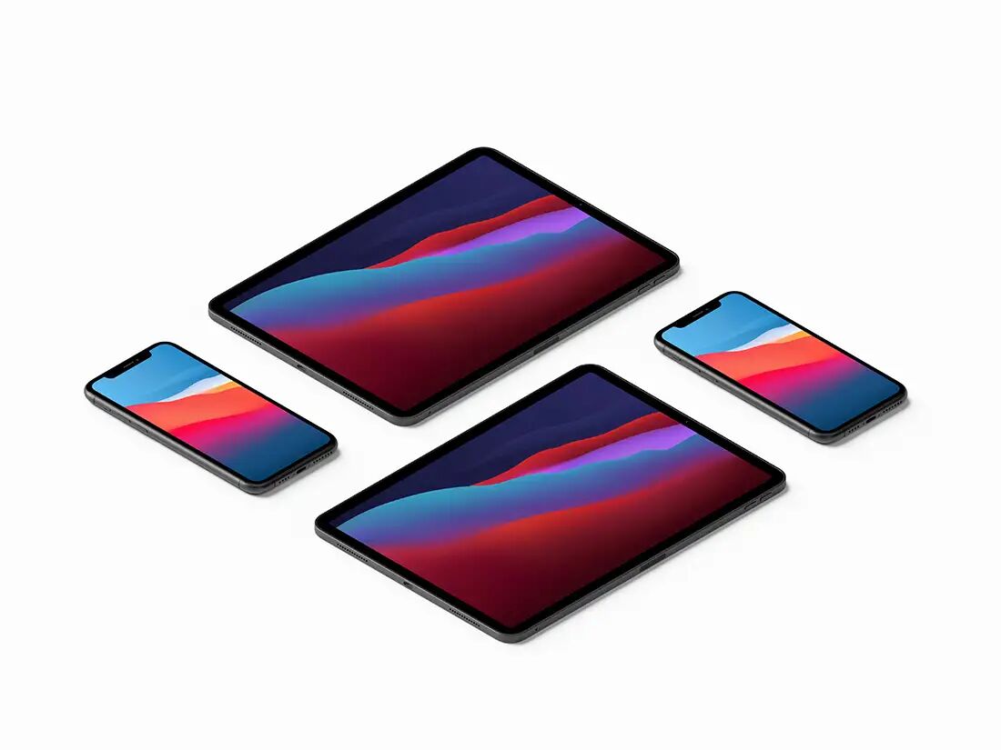 Plain Background iPhone 11 Pro Max and iPad Pro Mockup