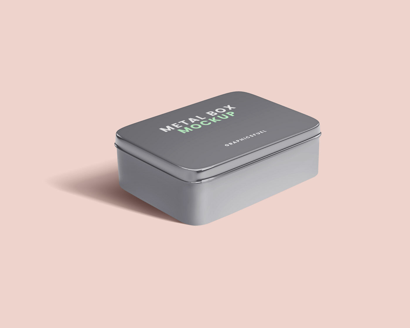 Polished Perspective Metal Box Mockup