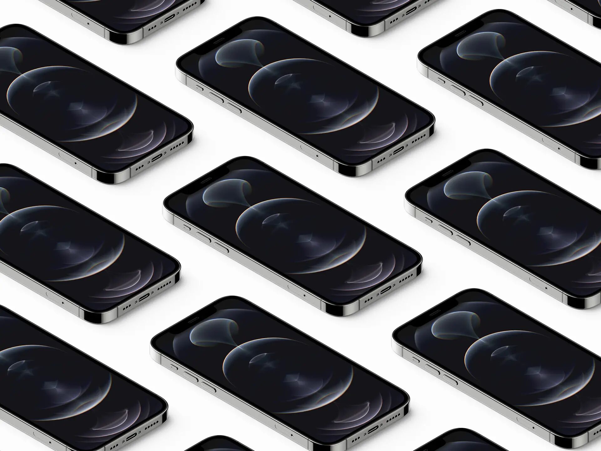 Prespective-View iPhone 12 Pro Grid Mockup