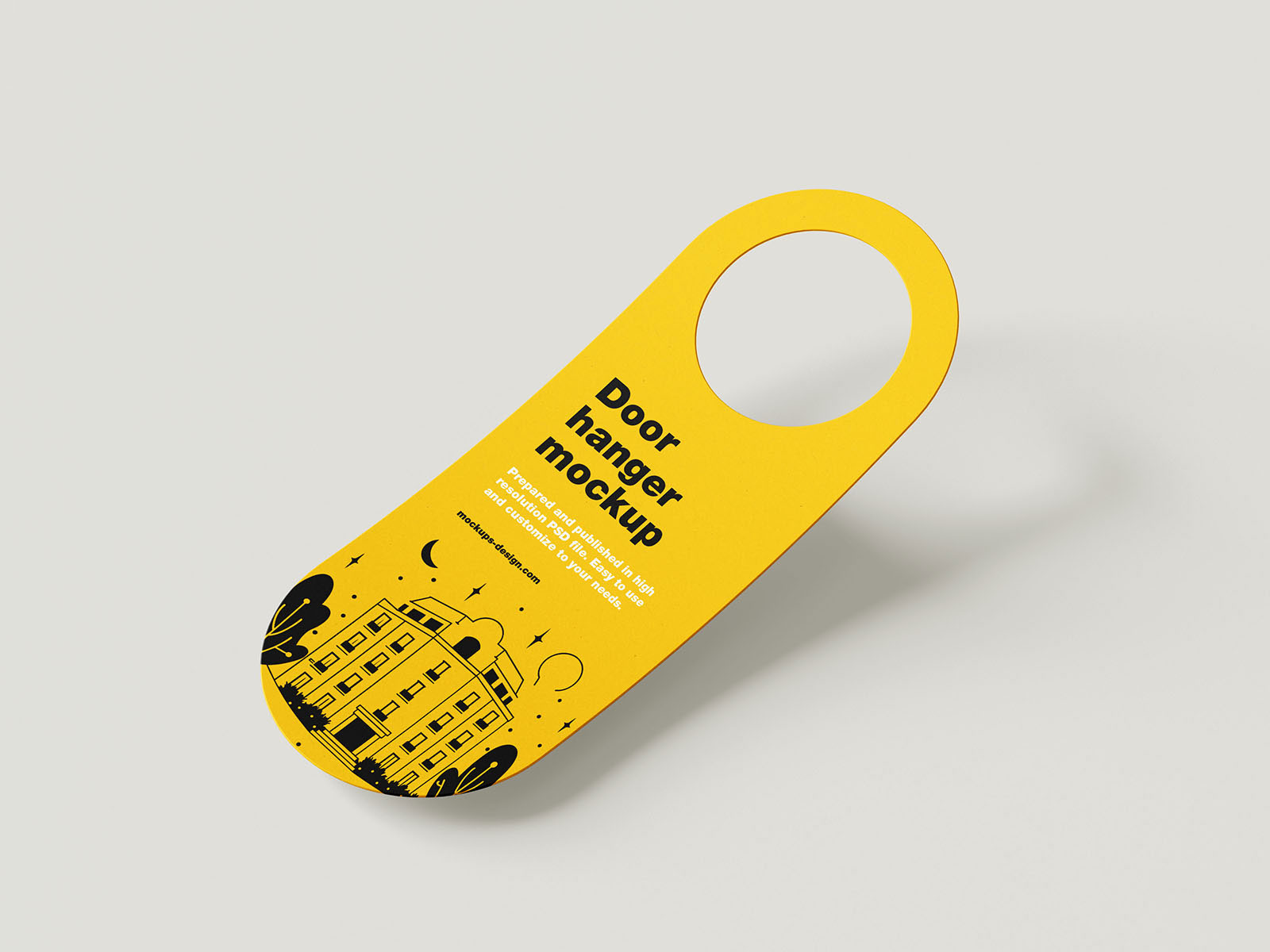5 Shots of Rounded Door Hanger Mockup
