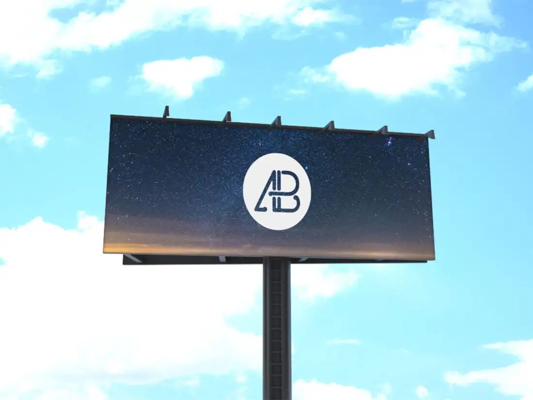 Long Billboard, Sky Background Mockup
