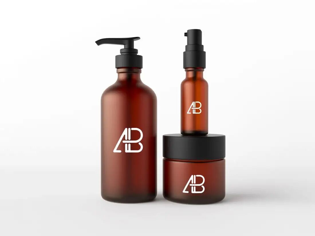 Highly Realistic Cosmetics Packaging in Plain Background Mockup