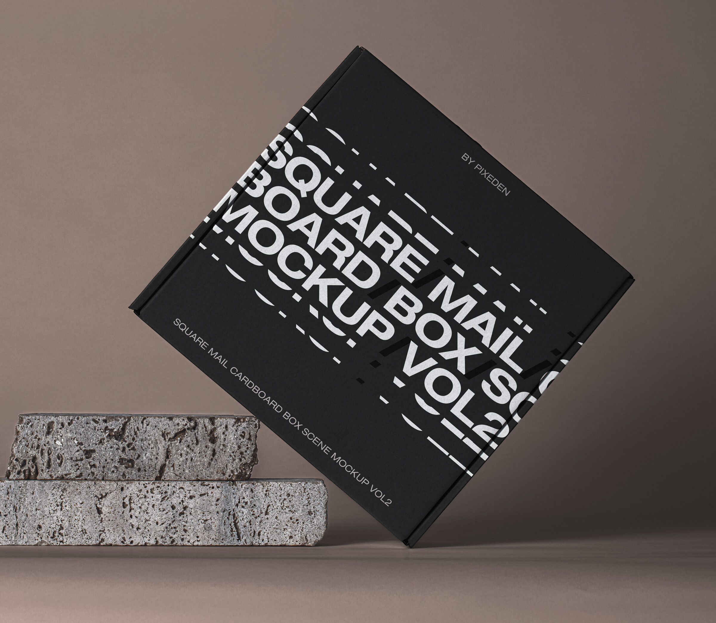 Square Shaped Mail Cardboard Box Mockup
