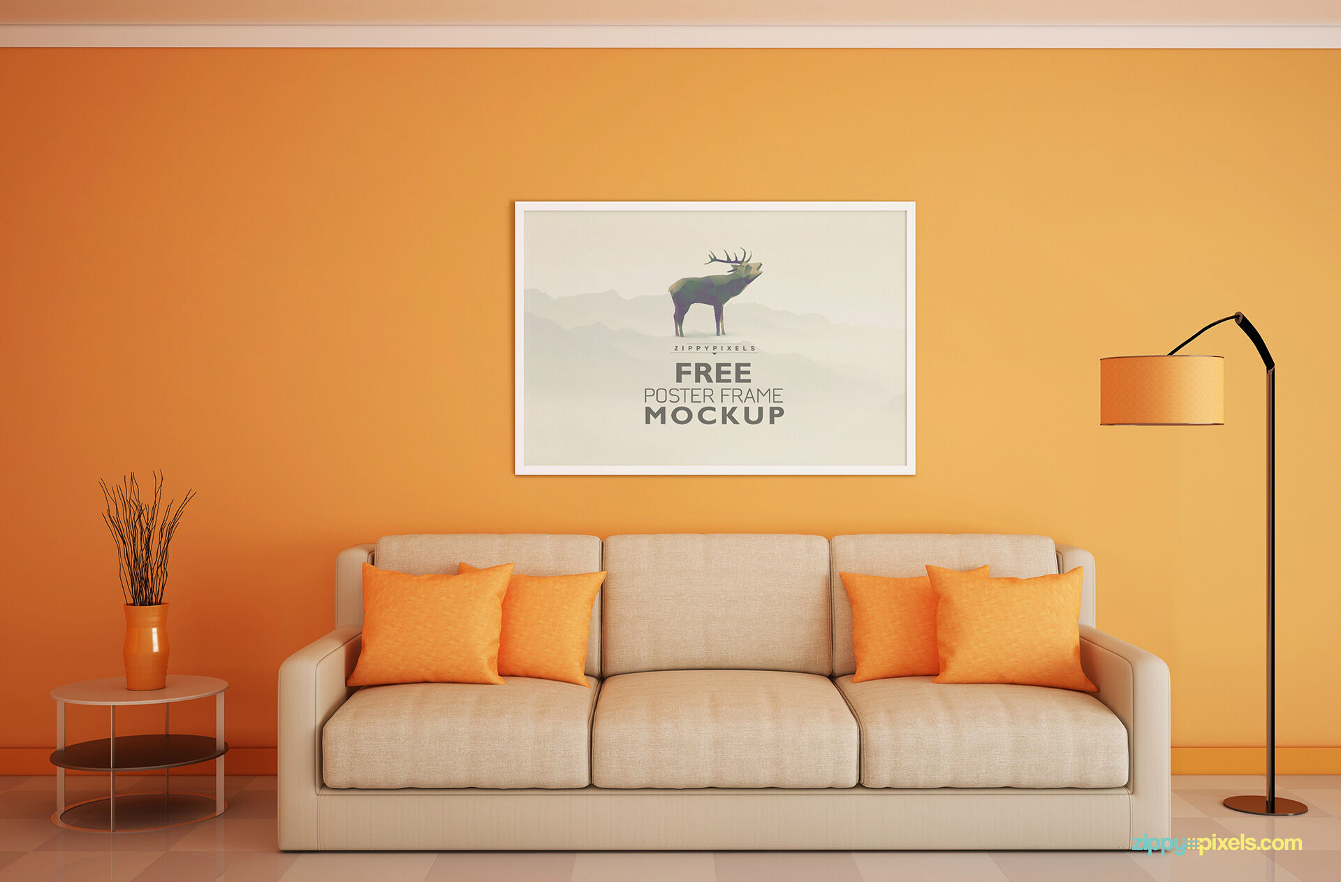 Beautiful Minimal Horizontal Poster Frame in a Living Room Mockup