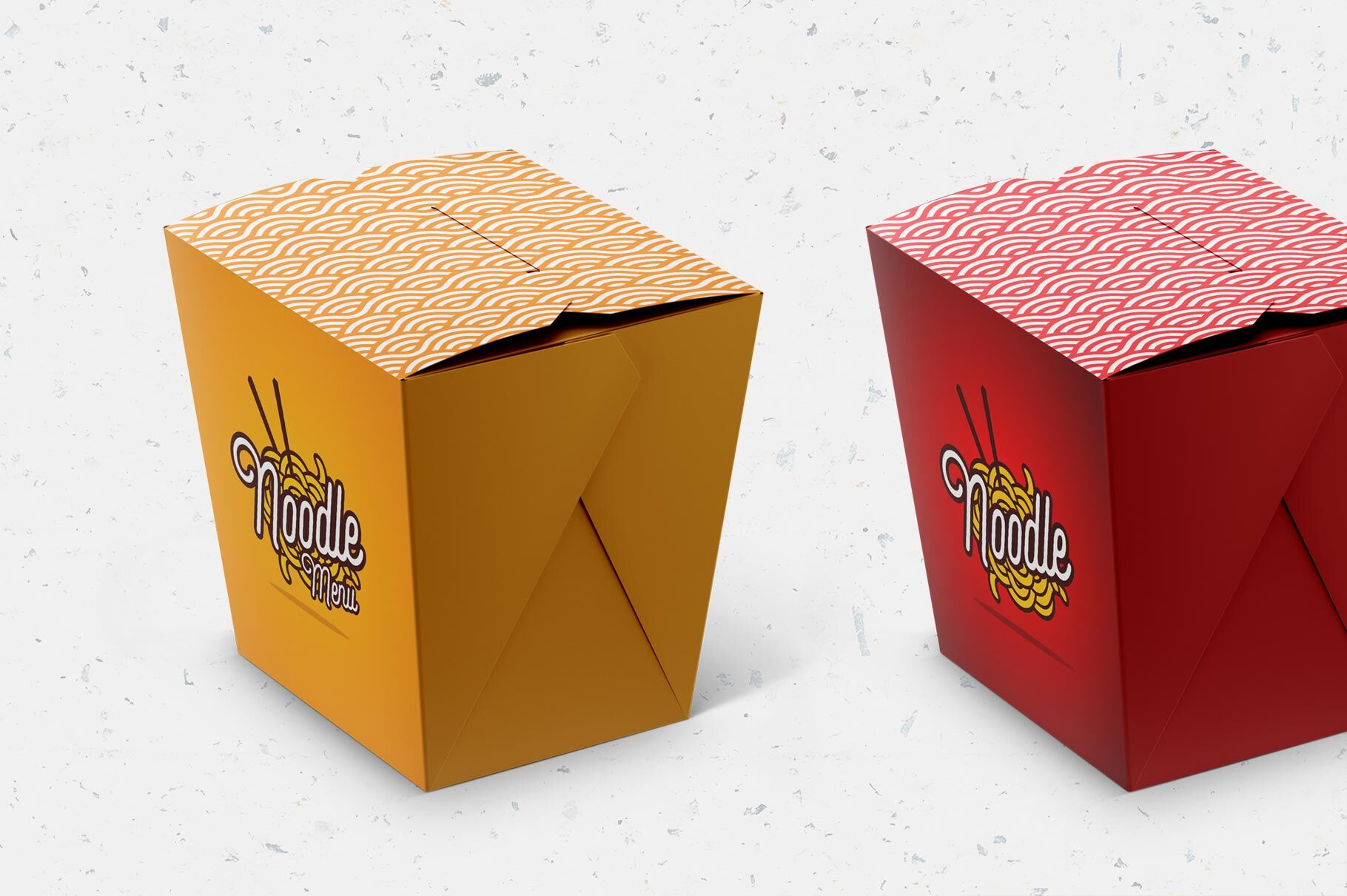 Three-View Angle Noodles Box Mockups
