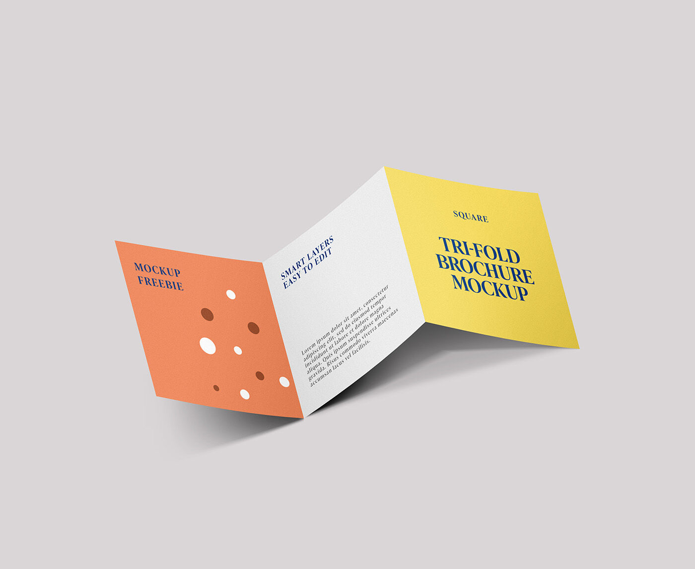 Tri-Fold Spread Square Brochure Mockup