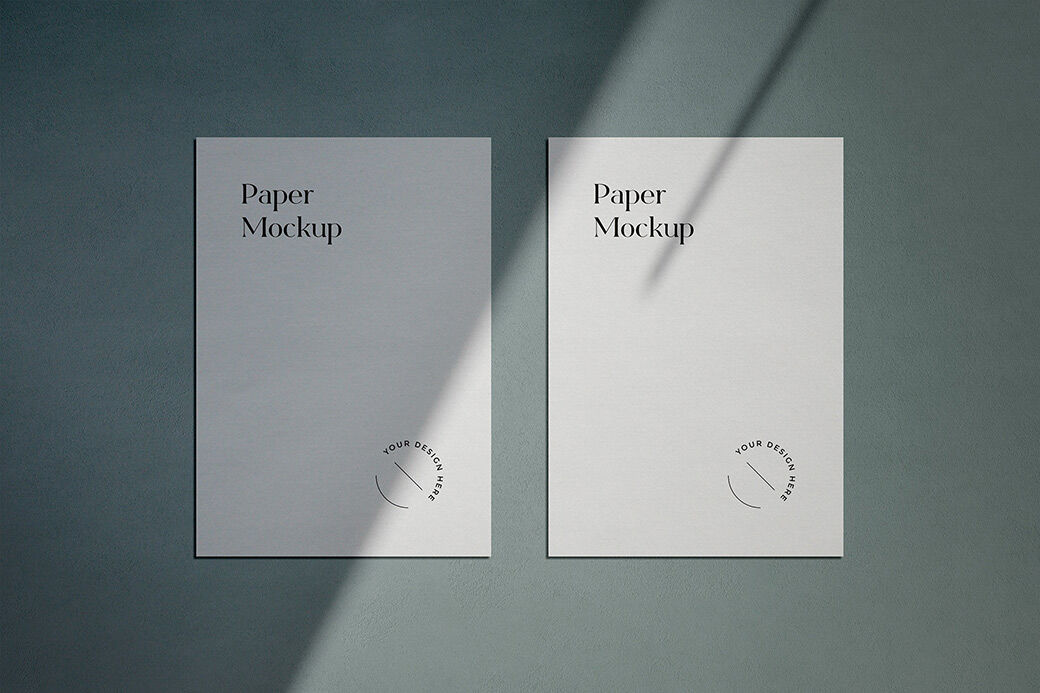 Two Shading A4 Paper Sheets Mockup