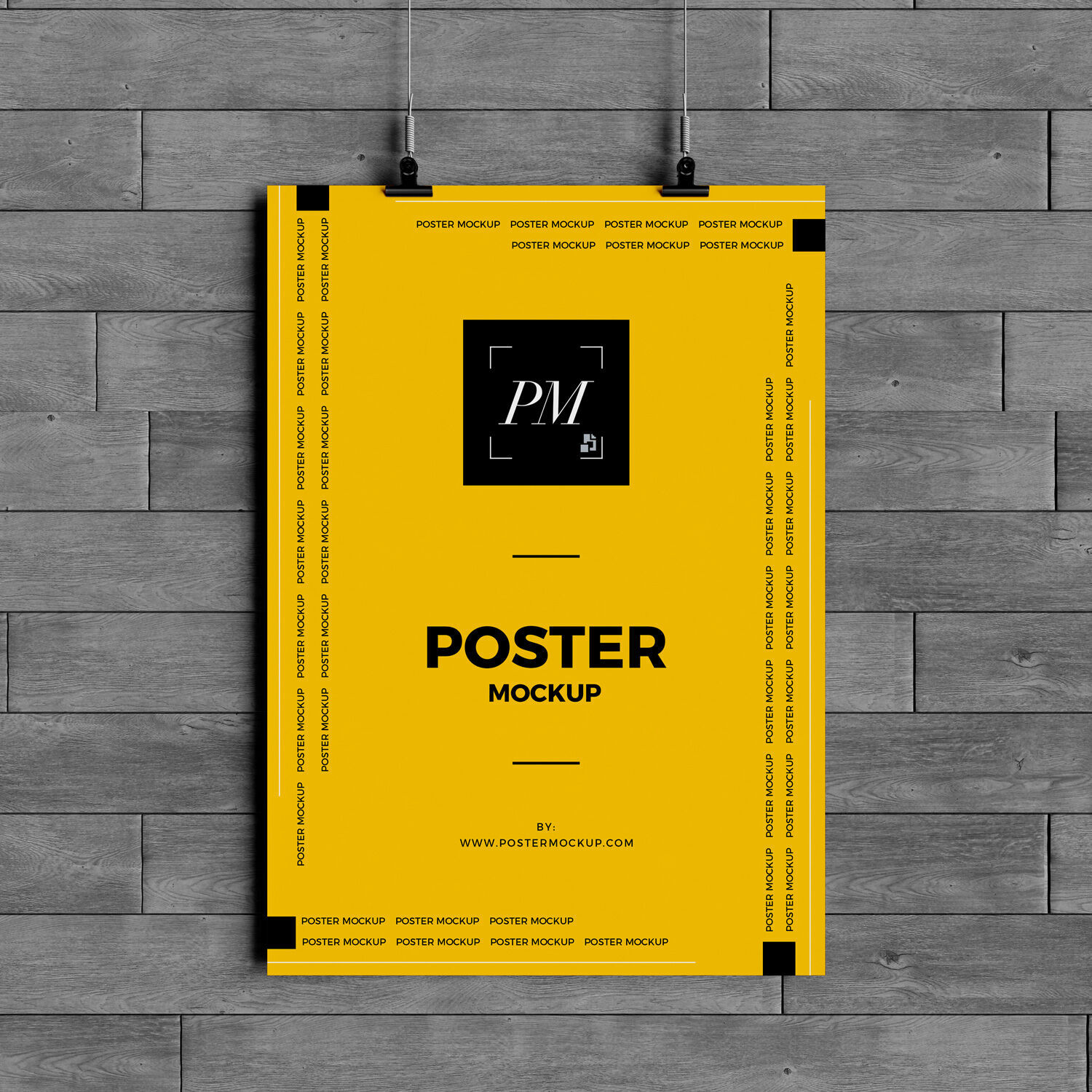 Mockup Showing Poster Hanged Over Brick Wall