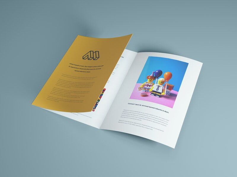 Mockup Displaying Inner Page and Cover of Trifold Brochure