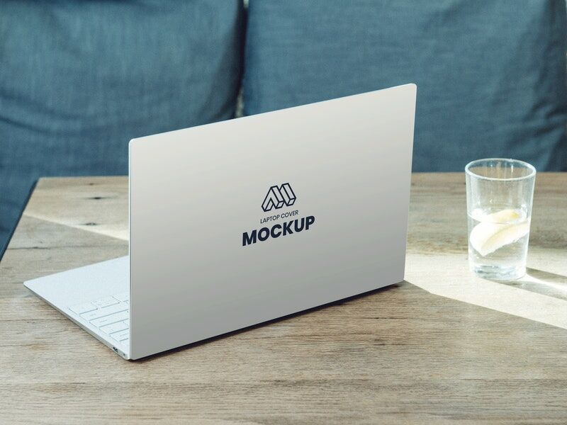 Mockup Including a Laptop Back Cover in a Realistic Stetting