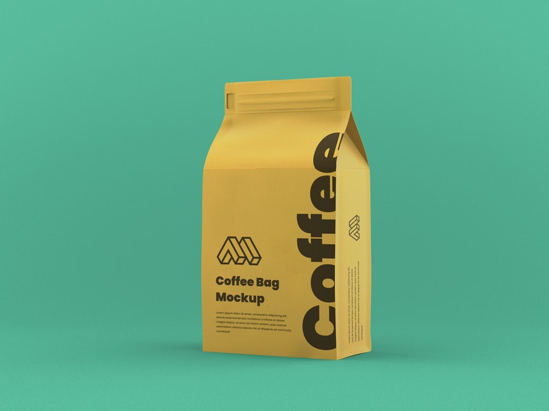 Mockup Presenting a 3/4 View of a Coffee Bag