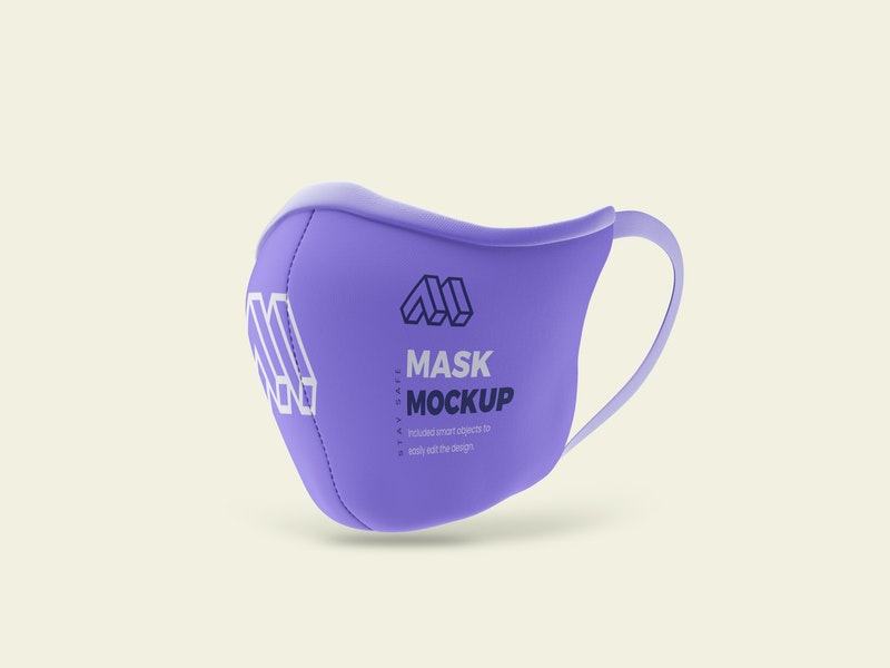 Mockup Showing a Front View of a Covid 19 Face Mask
