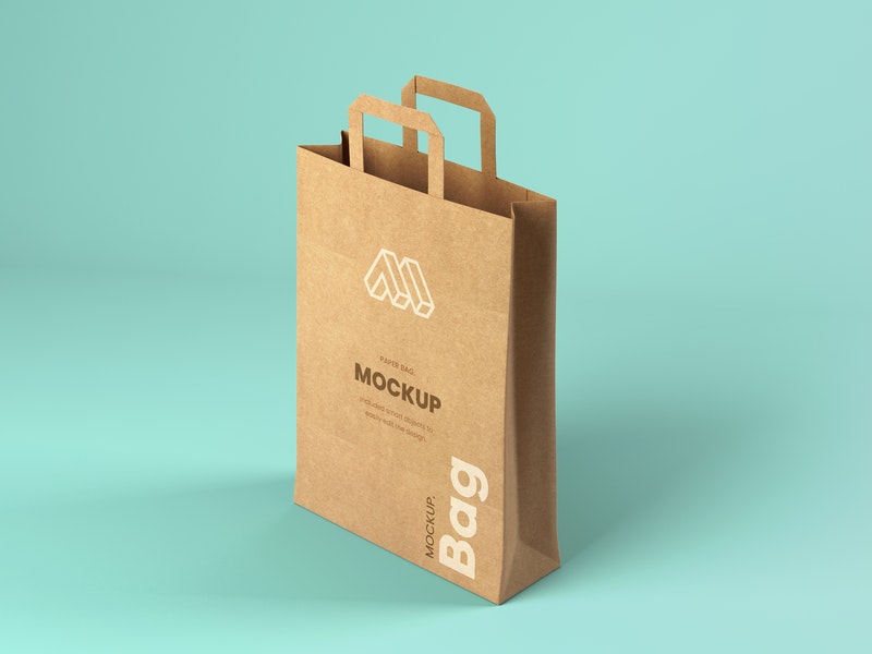 Mockup Showing Paper Bag with Firm Handles