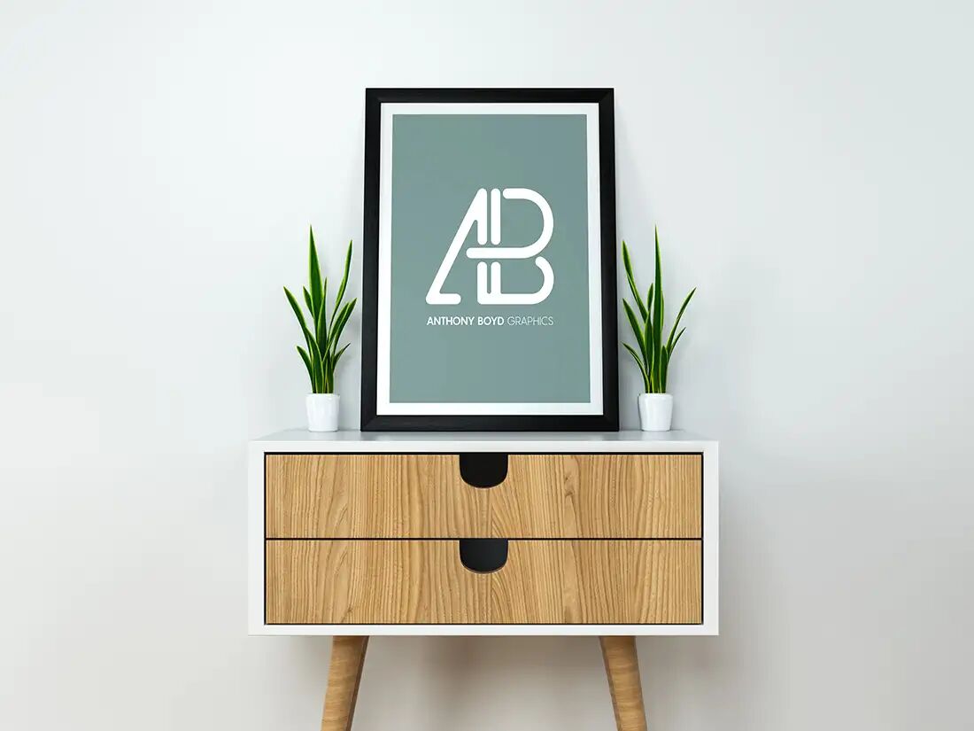 Modern Vertical Poster on a Desk Mockup