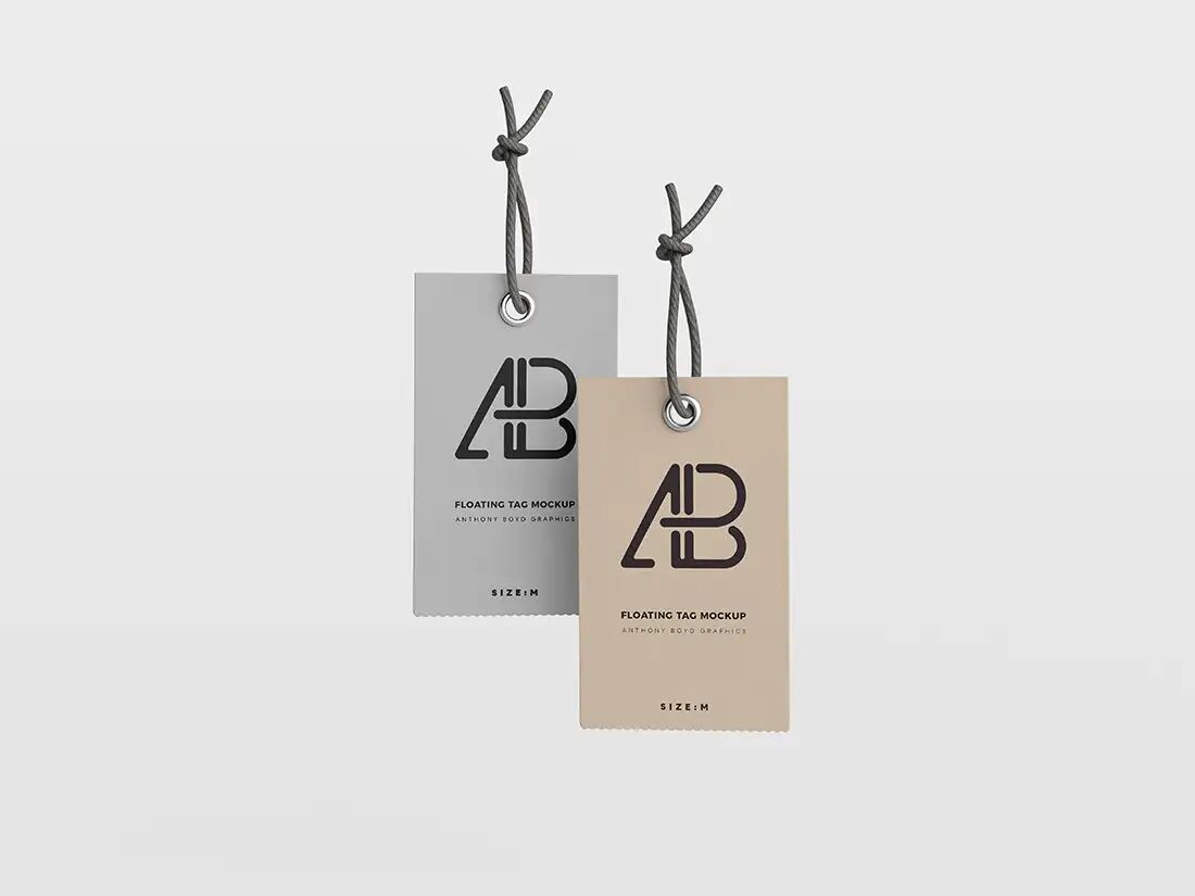 2 Minimal Floating Tag Mockup in Different Colors