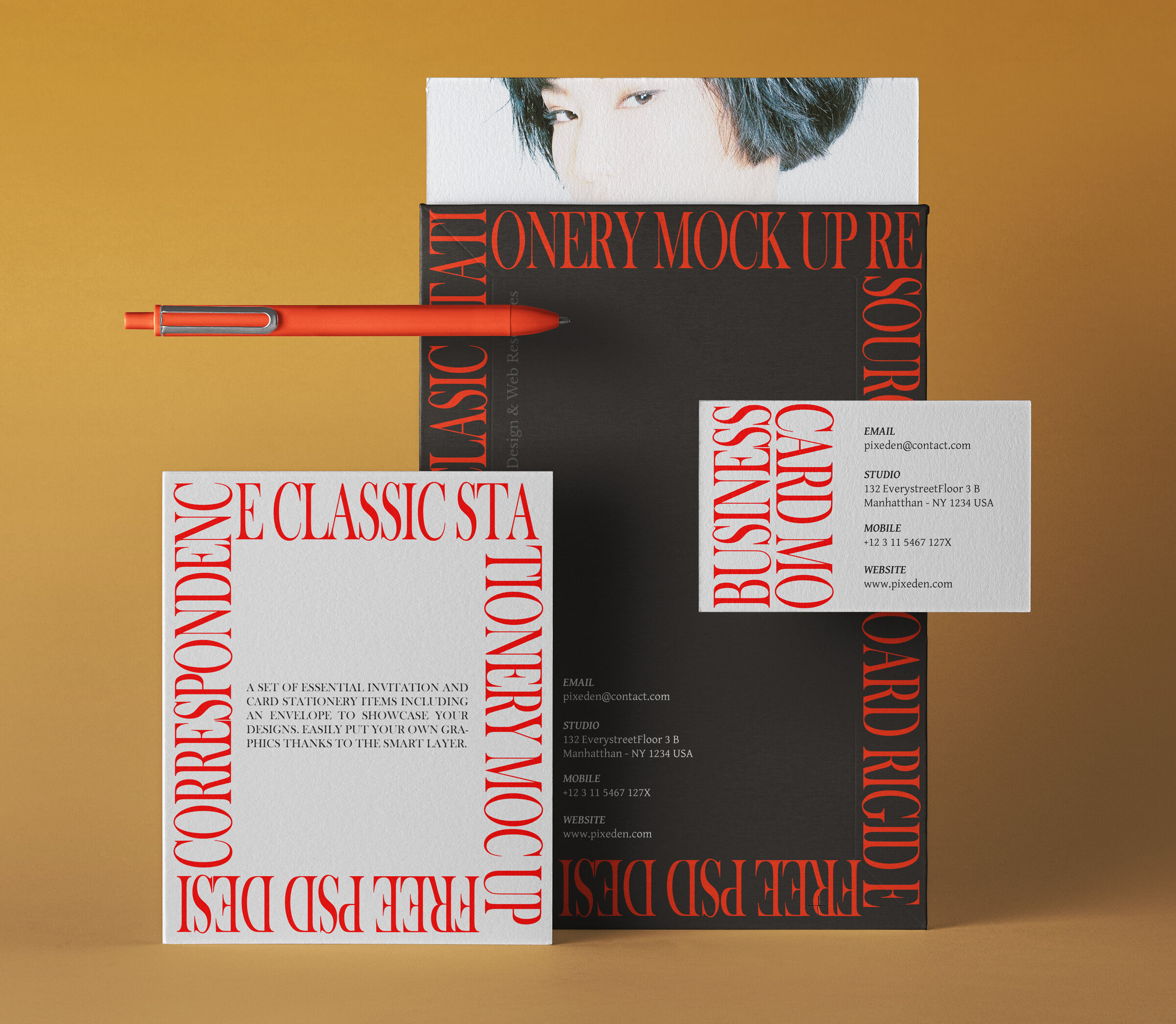 Classic Set of Mailing Mockup Placed on a Solid Background