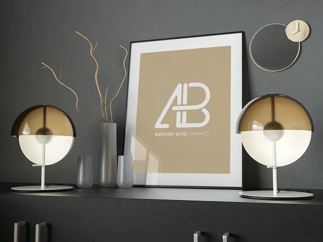 Modern Black Framed Poster Mockup