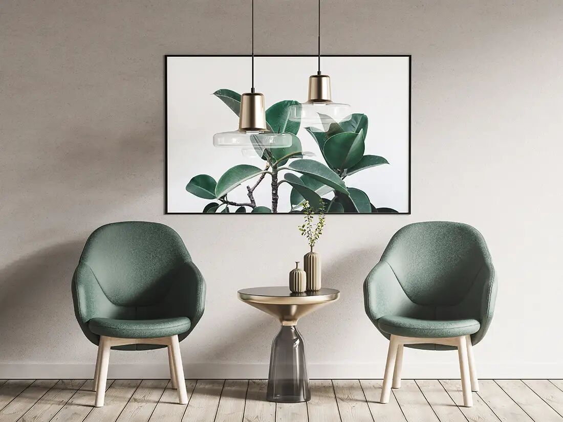 Modern Horizontal Poster Mockup with Side Table and Chairs