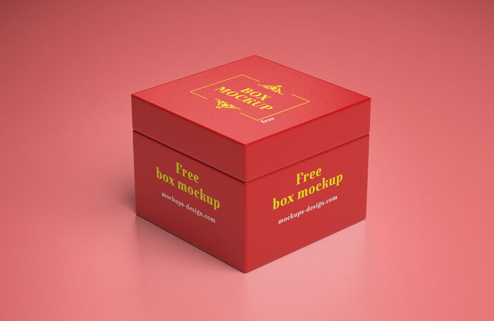 3 Simple Square Shaped Gift Box Mockups