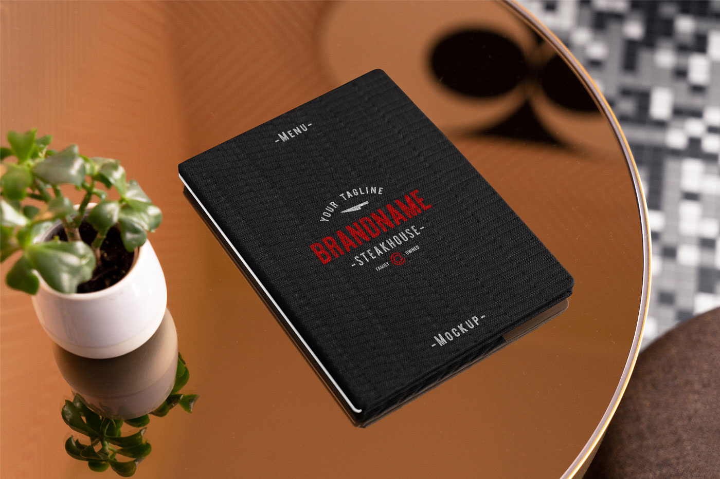 Restaurant Menu Mockup at Modern Setting