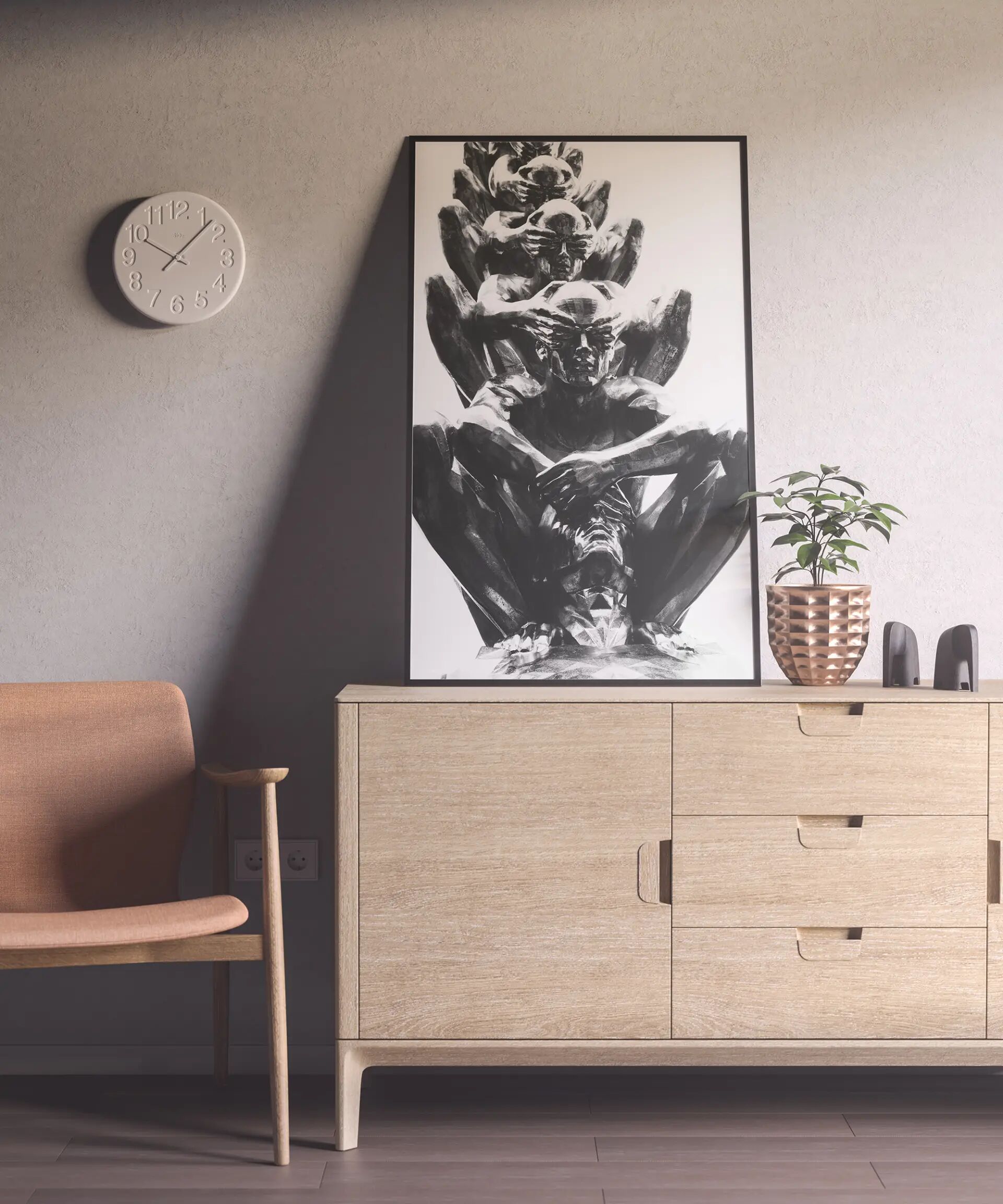 Mockup of a Modern Poster on a Drawer