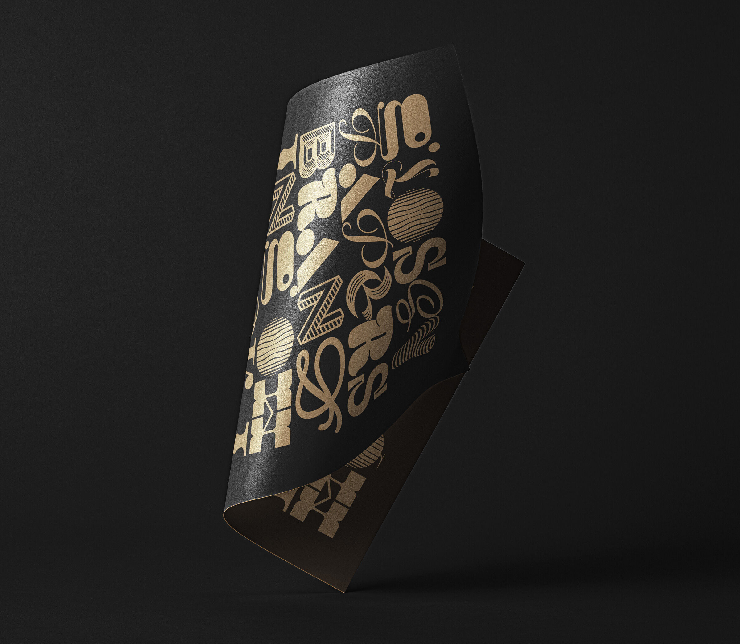 Shiny Folded Paper Mockup with Golden Text