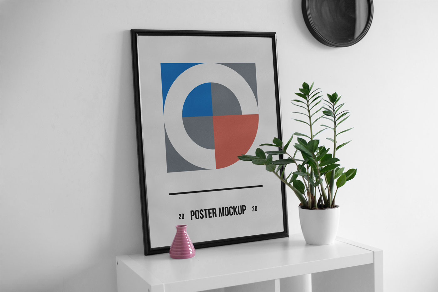Realistic Poster on White Desk Mockup