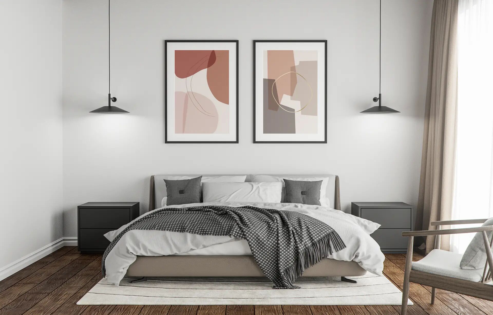 2 Vertical Modern Wall Poster Mockup